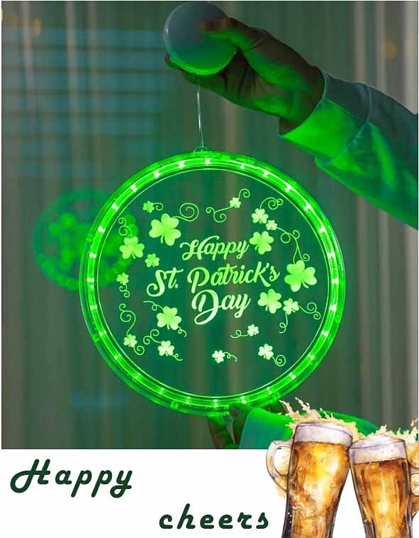 St. Patrick's Day Decorative Window Light - Battery Powered Suction Cup Hanging Light for Irish Festival Decoration 1pc 2025 - $19.49 –P14