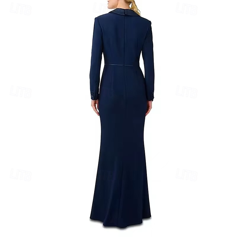 Abito Blazer Mermaide  Tromba Abito da Sera Abito Smoking Festa Serale Black Tie Gala Lunghezza A Terra Maniche Lunghe Collo a V Mercoledì Famiglia Addams Cotone Misto Schienale a Scala con Bottoni del 2025 a $169.99 –P2