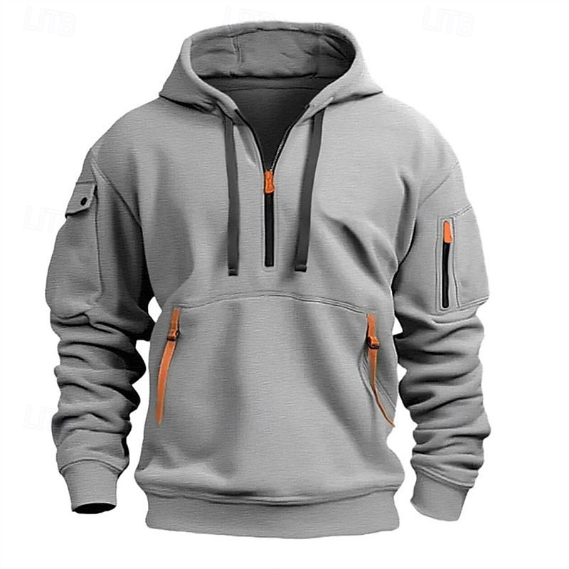 Voor heren Trui met capuchon Hoodie met kwartrits Zwart Marineblauw Khaki Lichtgrijs Capuchon Effen Zak Sport & Outdoor Dagelijks Feestdagen Streetwear Basic Casual Lente & Herfst Kleding Hoodies 2025 - $27.99 –P8