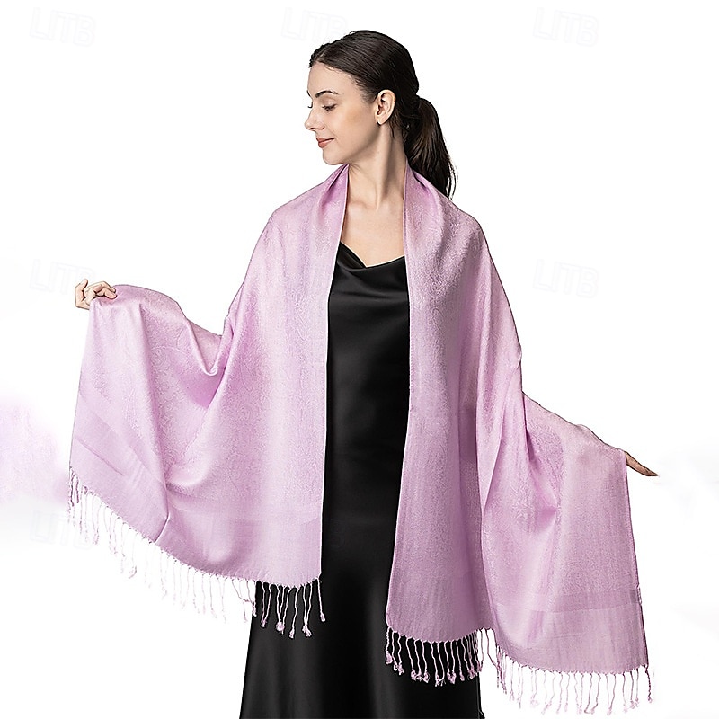 Écharpe châle pashmina en cachemire soyeux Vimate - Écharpe pashmina jacquard double face douce pour femme pour robe de soirée châle de voyage de 2025 ? $26.99 –P32
