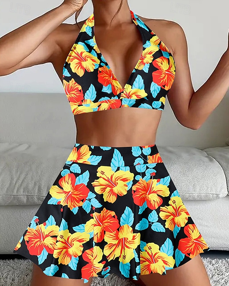 Femme Tankini Maillot De Bain Deux Pièces Dos Nu Maillots de Bain Floral Maillots de Bain Noir Jaune Respirable Séchage rapide Poids Léger Sans Manches - Natation Surf Plage Eté Printemps de 2025 ? $26.99 –P1