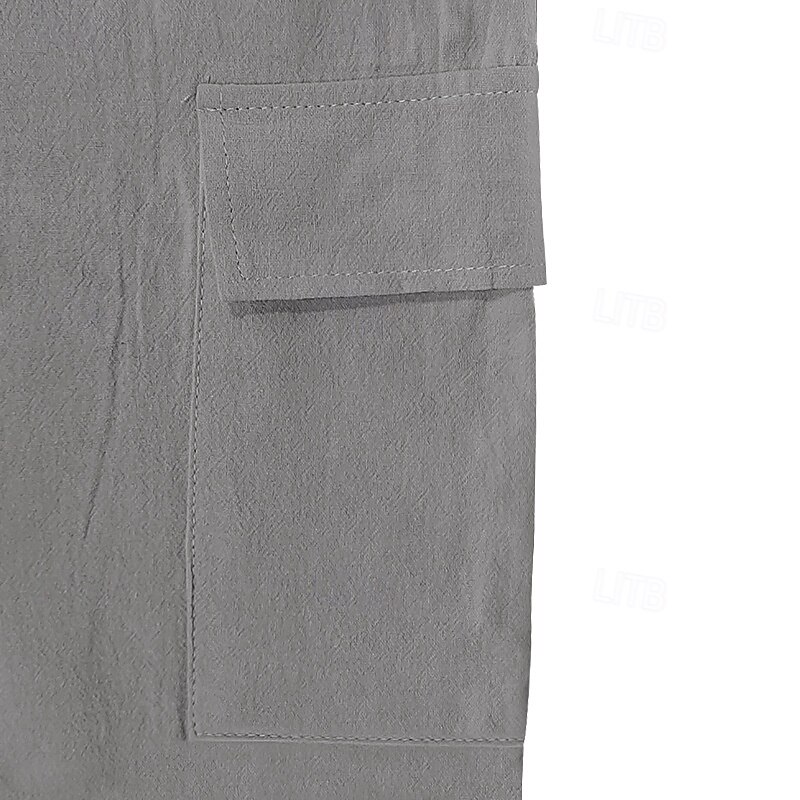 Men's Cargo Shorts Shorts Linen Shorts Summer Shorts Beach Shorts Drawstring Elastic Waist Multi Pocket Plain Comfort Breathable Knee Length Outdoor Daily Beach Hawaiian Casual Black White 2025 - $20.99 –P5