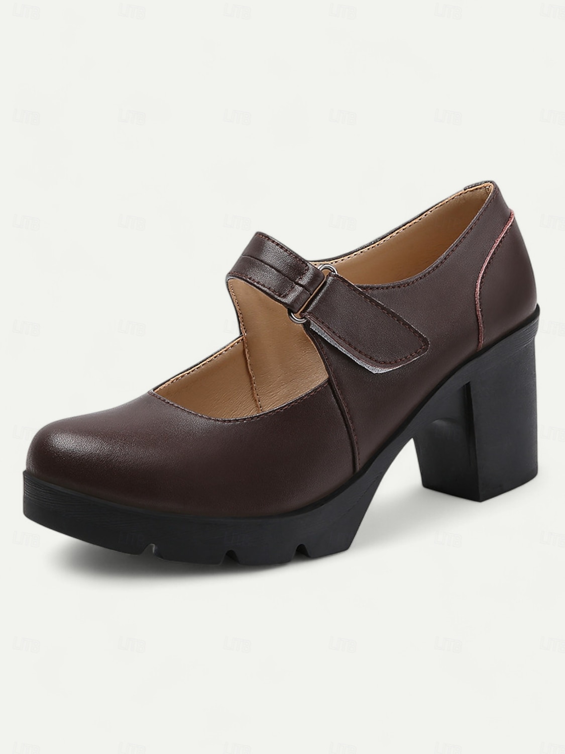 Women's Brown Mary Jane Heels with Velcro Strap – Comfortable Chunky Heeled Shoes for Casual and Everyday Wear 2025 - $54.99 –P2