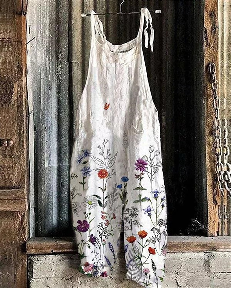 Dam Byxor Jumpsuit Sparkbyxor Lättvikt Ledigt Ankellång Mellanhög midja Blommig Grafisk Tryck Mateial som andas Bekväm Oelastisk Hem Ledigt / vardag Rödvin Azurblå Flodblå Vit Sommar Vår Normal 2025 - $22.99 –P2