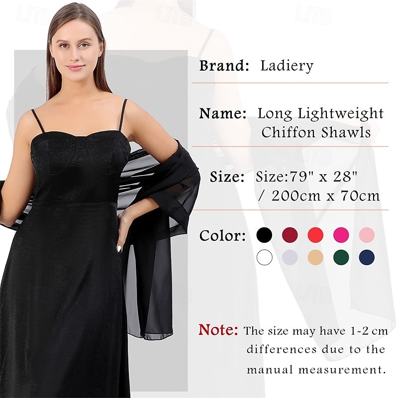 dames chiffon sjaals en omslagdoeken voor avondjurken, elegante zachte doorschijnende chiffon stola bruid bruidssjaal 2026 - $17.49 –P5