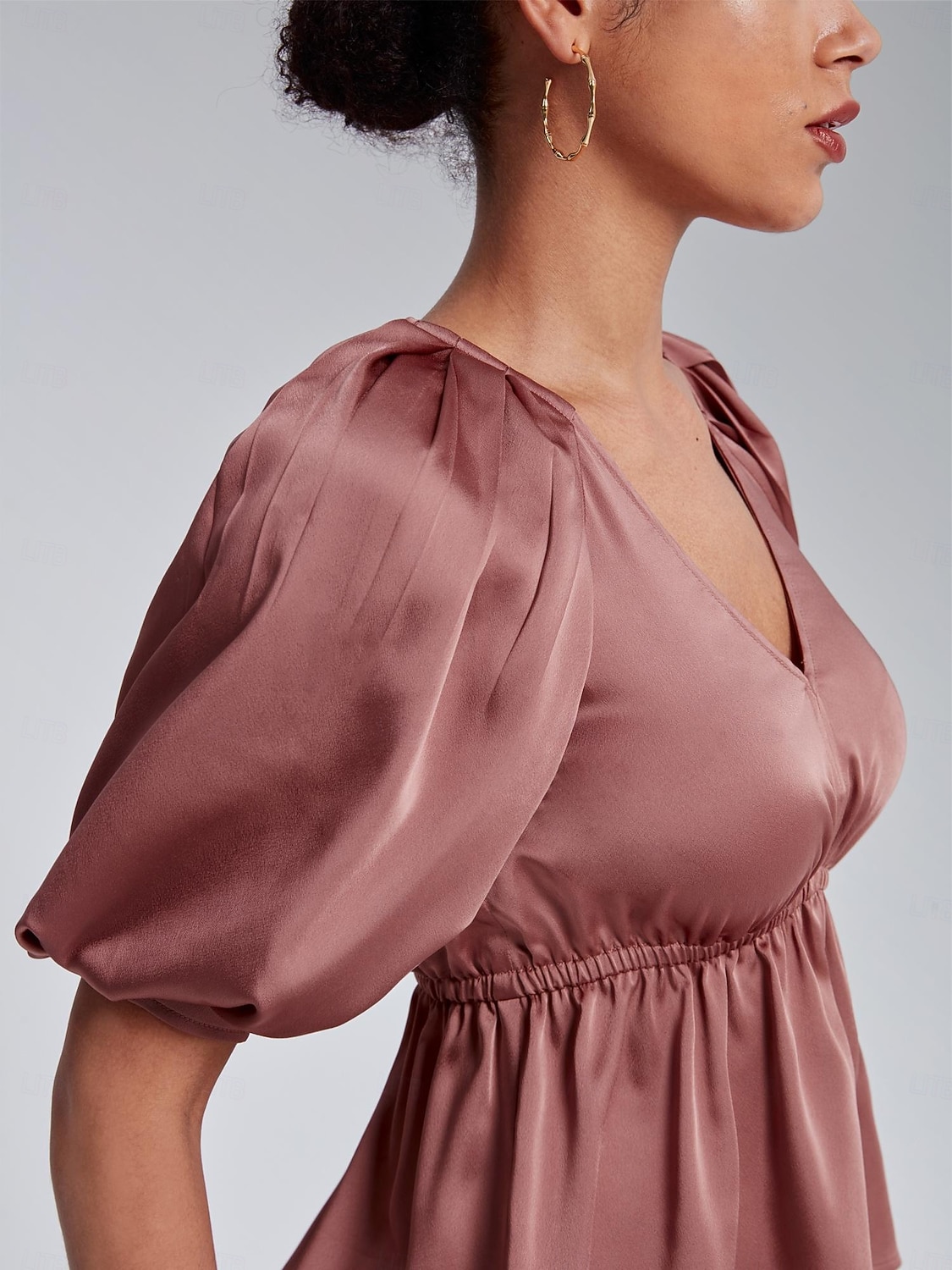 V-Neck Puff Sleeve Peplum Top 2025 - $52.99 –P5