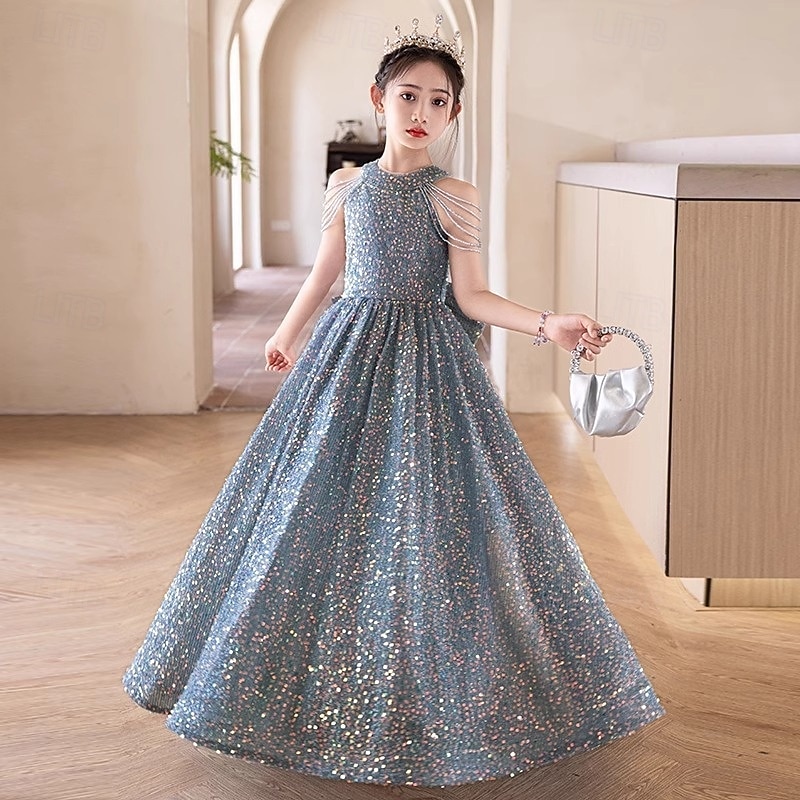 Abito da damigella d'onore bambina bambini Da ragazza Abito da principessa Prestazioni Matrimonio Feste Elegante Bellissimo Con lustrini Tinta unica Senza maniche Girocollo Nero Rosso 4 anni + del 2026 a $78.99 –P7