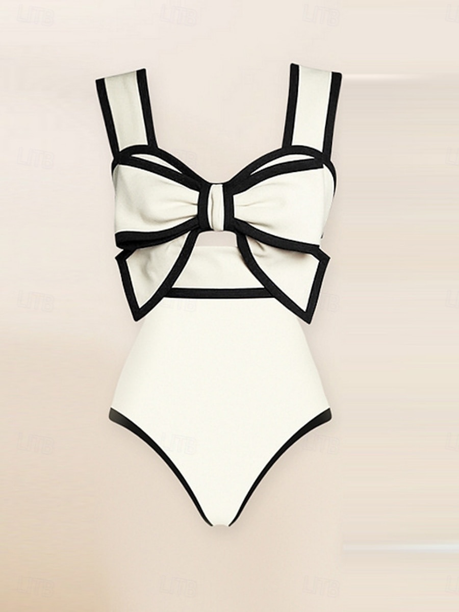 Naisten Uima-asut 2 kpl Monokini Hame Uimapuku Avoin selkä Vatsatuki Korkea vyötärö Ohut Loma Ranta-asut Yhtenäinen väri Riipuskaula Hihaton Uimapuvut 2025 - $52.99 –P2