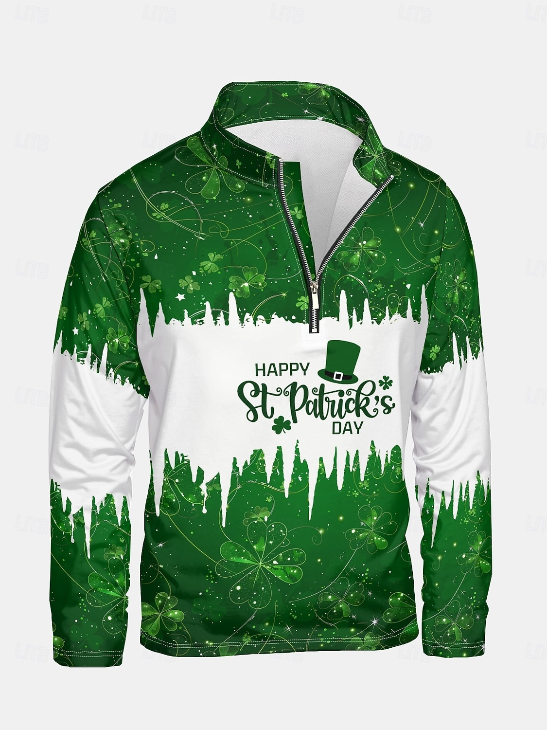 St. Patrick's Day Men's Graphic Saint Patrick Day Hoodies Quarter Zip Sweatshirt Hooded Sweatshirt Stand Collar Daily 3D Print Vacation Going out Streetwear Green Print Spring & Fall Designer 2026 - $32.99 –P5