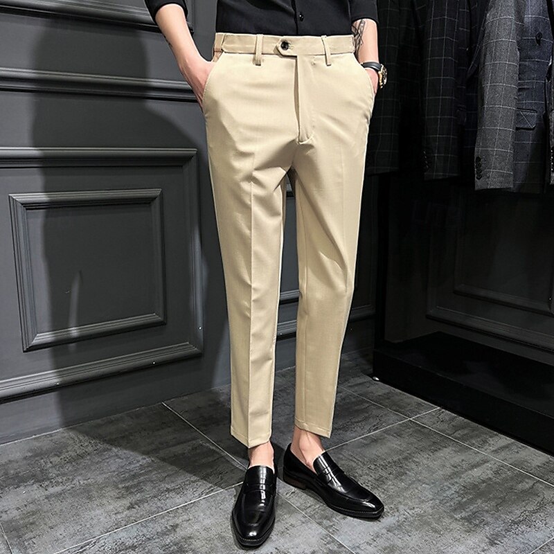 Pánské Oblekové Kalhoty Kalhoty chinos Knoflíky Kapsy Pevná barva Pohodlné Po kotníky Formální Párty Práce Módní Klasický styl Černá Khaki Lehce elastické 2025 - $26.99 –P12