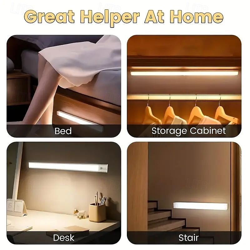 6PCS Motion Sensor LED Cabinet Lights - USB Rechargeable Night Reading Lights for Wardrobe, Kitchen, Stairs & Bookshelves 20/30cm 2025 - $34.99 –P10