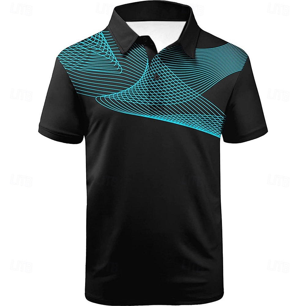 Voor heren Gestreept Sport Poloshirts Golfshirt Korte mouw Poloshirt Overhemden met kraag Casual Sportkleding Vakantiekleding Knop 3D-afdrukken Zwart En Rood Zwart / Wit Zwart 2026 - $23.99 –P16