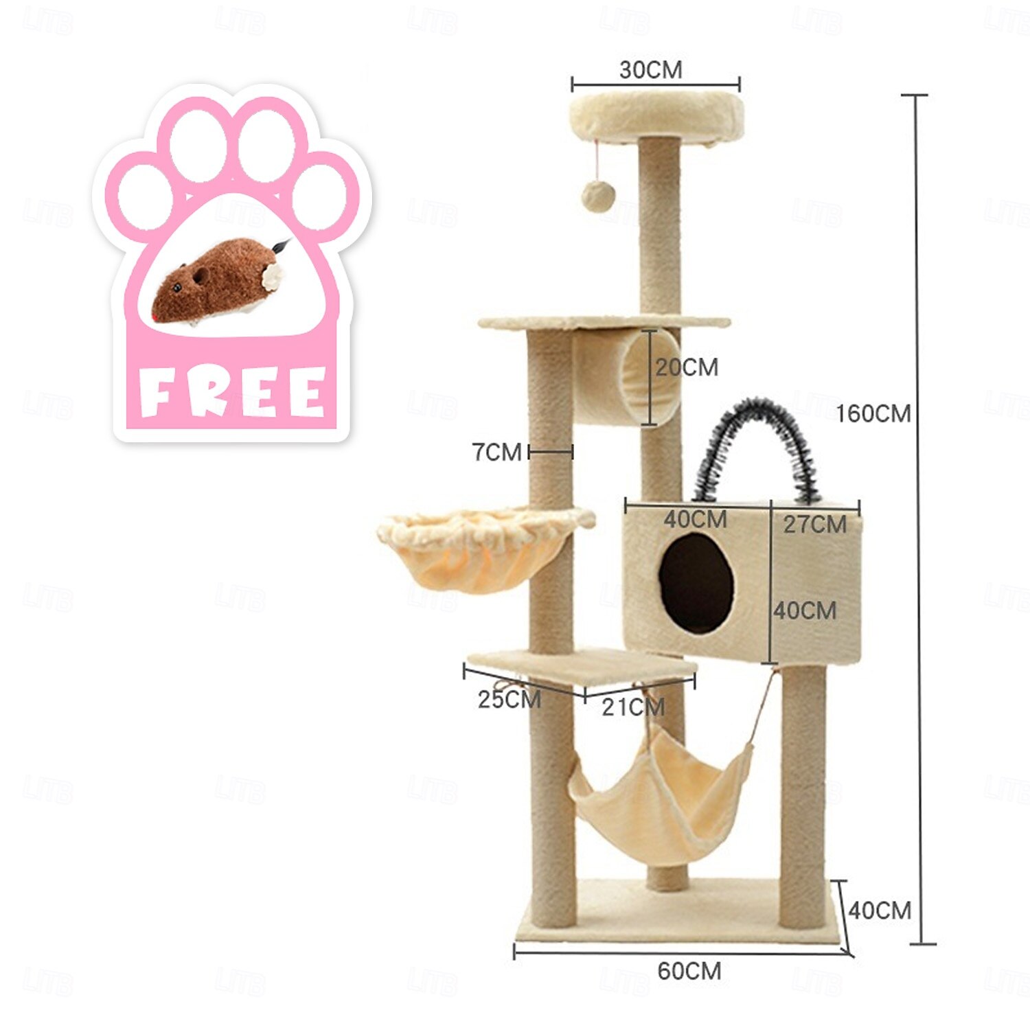Cat Cat Tree Cat Tower Solid Colored Classic Durable Easy to Install Casual / Daily Safety Special Material for Large Cats 2025 - $334.79 –P13