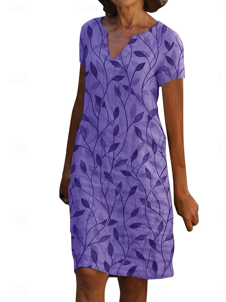 Women's Mini Dress Casual Dress Basic Casual Vacation Work Daily Regular Fit Graphic Short Sleeve V Neck Blue Purple Green Summer Spring 2025 - $20.99 –P5