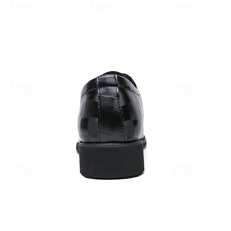 scarpe oxford da uomo in similpelle con motivo a scacchi neri - scarpe eleganti con lacci per lavoro, matrimoni e occasioni speciali del 2025 a $42.99 –P6