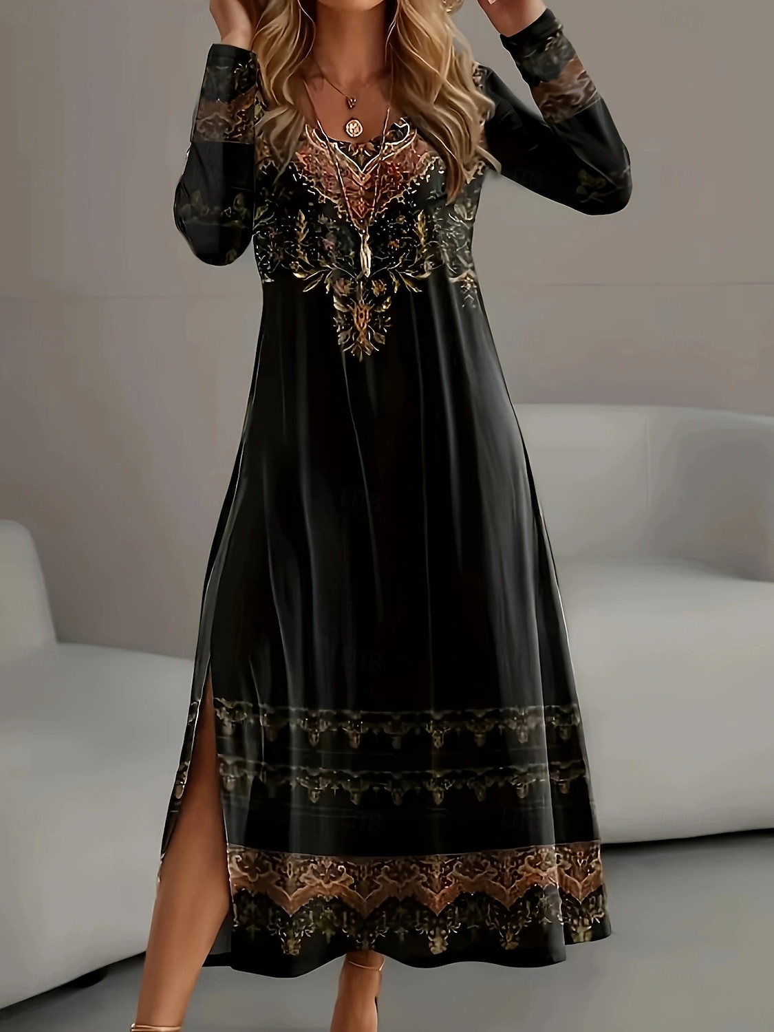 Γυναικεία Μίνι φόρεμα Vintage Φόρεμα Φόρεμα Boho Κομψό Ρετρό Διακοπές Λεπτό Σκέτο Μακρυμάνικο Στρογγυλή Ψηλή Λαιμόκοψη Μαύρο Χειμώνας Φθινόπωρο 2025 - $35.99 –P1