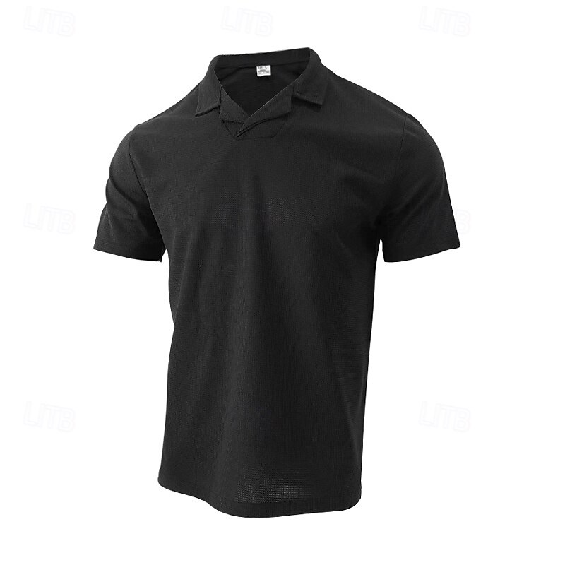 Herren Golfhemd Poloshirt aus Waffelstrick Geschäft Aktiv Klassisch Kurzarm Modisch Modern Feste Farbe Knopf Sommer Frühling Regular Fit Schwarz Weiß Blau Khaki Grau Golfhemd 2025 - $16.49 –P6