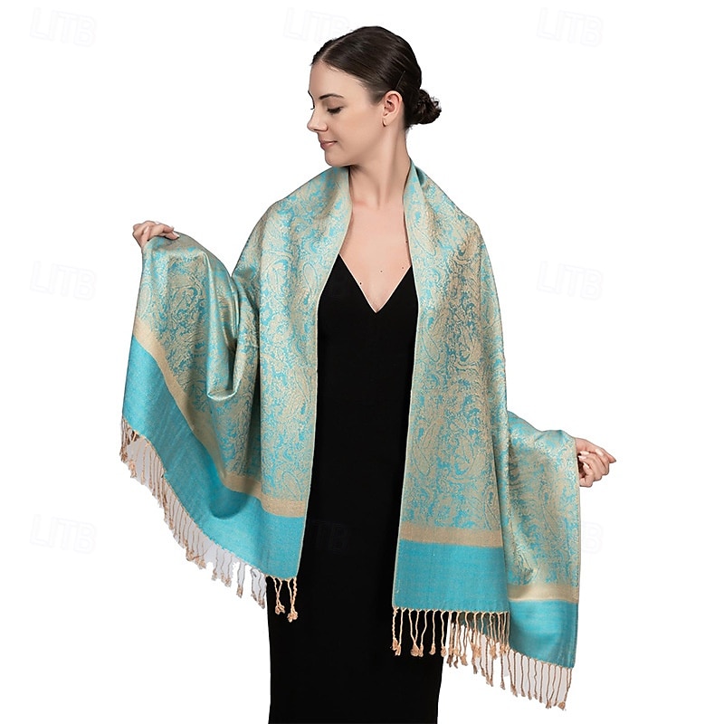 Écharpe châle pashmina en cachemire soyeux Vimate - Écharpe pashmina jacquard double face douce pour femme pour robe de soirée châle de voyage de 2025 ? $26.99 –P39