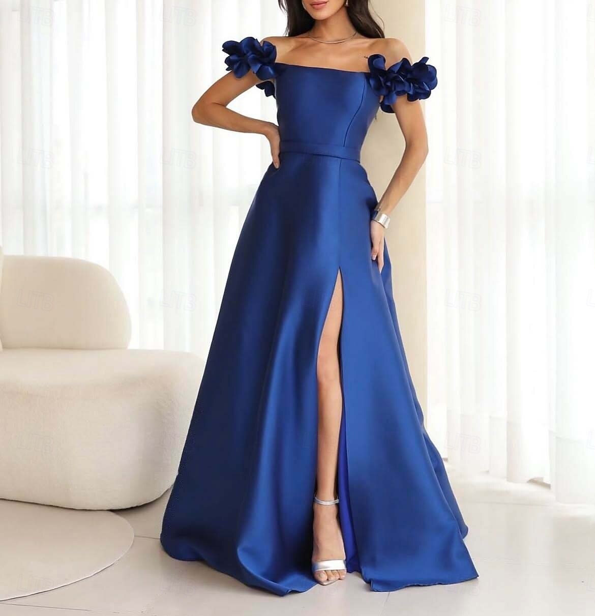 wedding dress off the shoulder lace Off Shoulder A-line Lace Dress with Dropped Waist