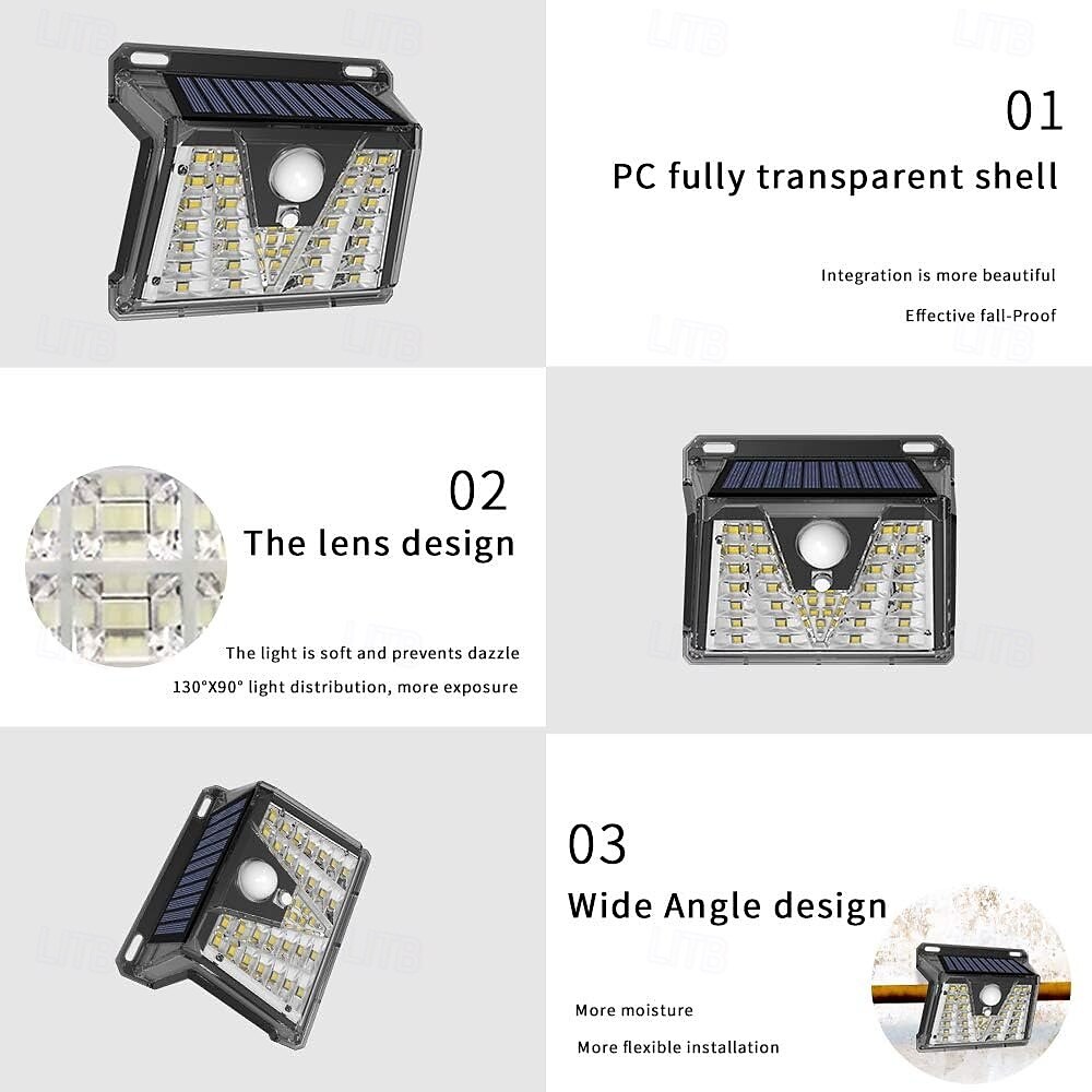 Outdoor Solar Waterproof Wall Lamp with Motion Sensor - 33/73 LED Beads IP65 Waterproof 270° Wide-Angle for Porch, Courtyard, Balcony and Garage Lighting 1pc 2025 - $15.99 –P7