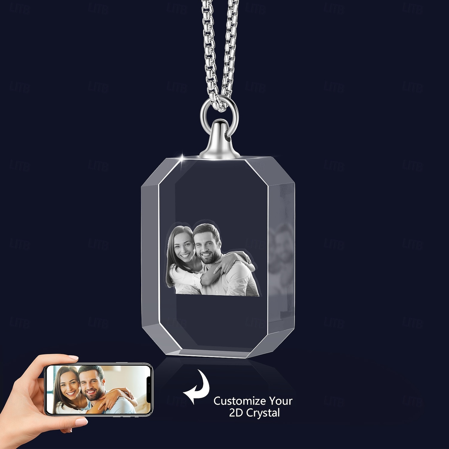 Colier foto cristal personalizat cadou personalizat pentru mamă - Pandantiv în formă de inimă cu poză gravată laser 2D cadou de nuntă cea mai bună idee de cadou bijuterie pentru soție sau prietenă 2025 - $23.99 –P5
