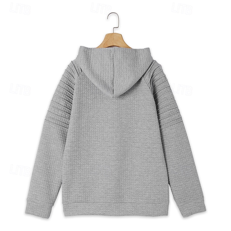 Homens Moletons Waffle Moletom Tático Preto Cáqui Cinzento Claro Com Capuz Tecido Zíper Bolsos Trabalho Desportos e Ar livre Casual Poliéster Roupa de rua Básico Casual Primavera & Outono Estações de 2025 por $32.99 –P2