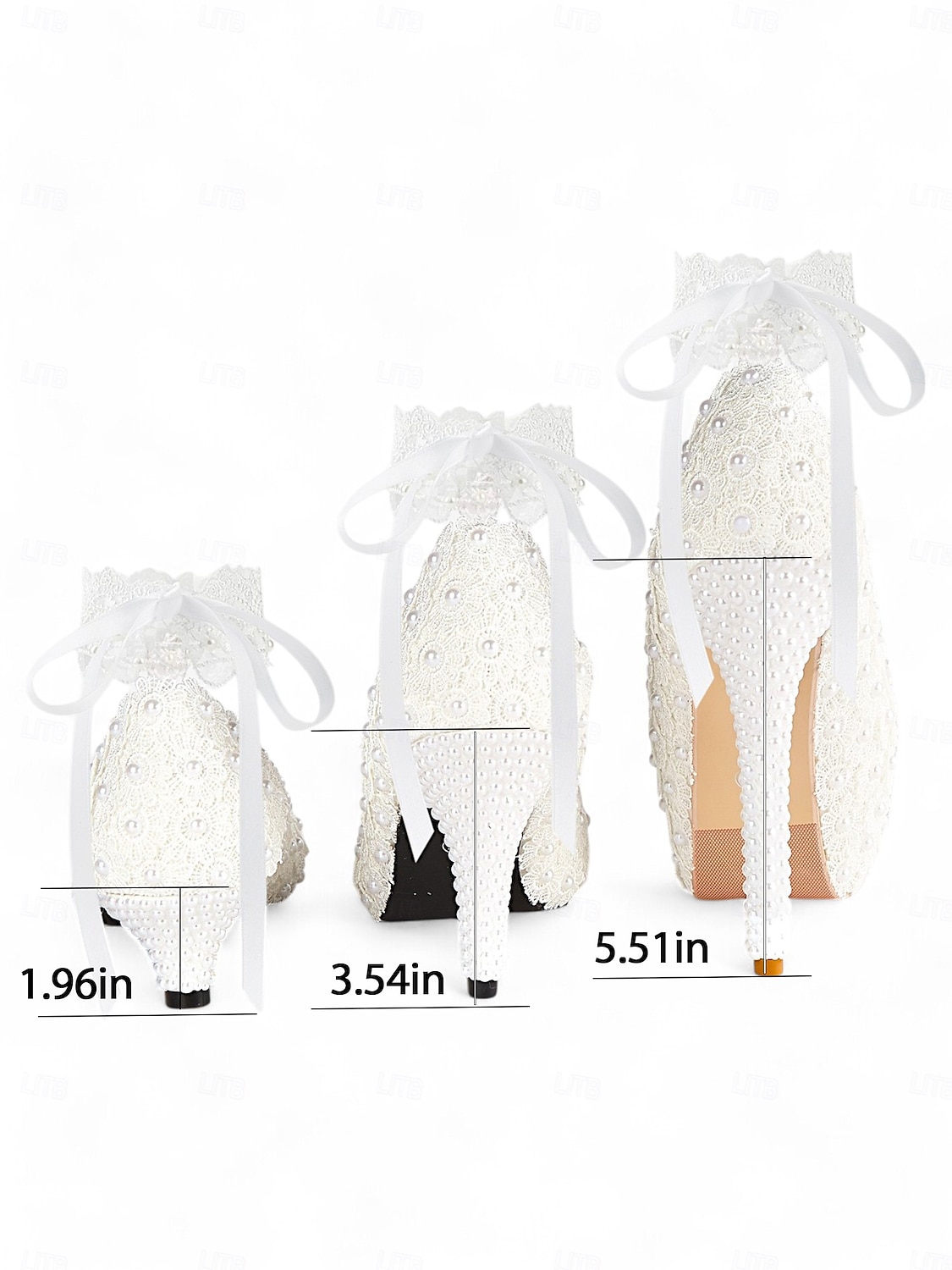 Women's White Lace and Pearl Embellished High Heel Platform Wedding Shoes with Ribbon Anklets for Bridal and Formal Ceremonies 2026 - $84.99 –P1