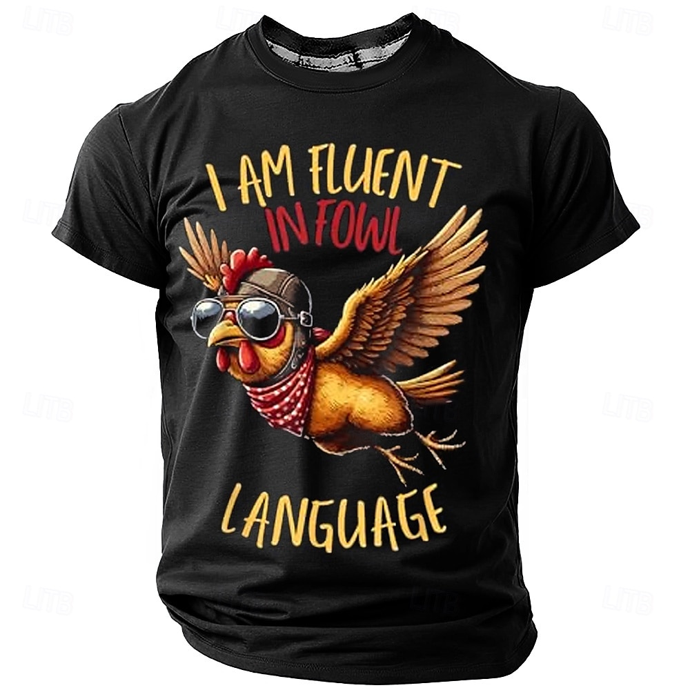Herren 'Ich spreche fließend Geflügel-Sprache' Lustiges Hühner-Wortspiel Grafik T-Shirt 2025 - $17.99 –P1