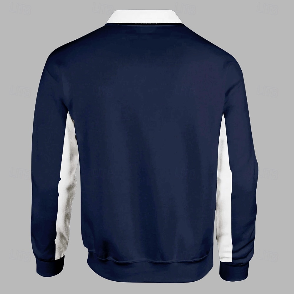 Męskie Pasek Polo do rugby Długi rękaw Koszulki polo Koszule z kołnierzykiem Codzienny Na zewnątrz Athleisure Druk 3D Wiosna Jesień Zima Niebieski 2026 - $31.99 –P2