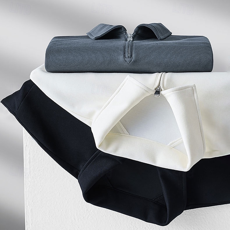 Męskie Bluza dresowa Bluza z zamkiem błyskawicznym Czarny Biały Ciemnoszary Kołnierz polo Równina Zamek Kieszeń Sport i turystyka Codzienny Sport Designerskie Odzież sportowa Podstawowy Wiosna Jesień 2025 - $31.99 –P9