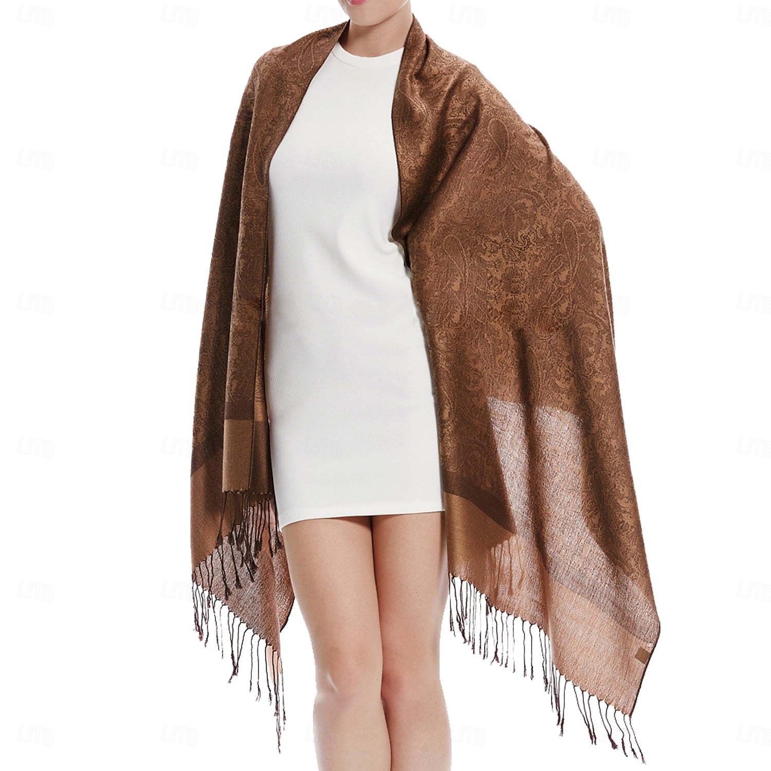 Écharpe châle pashmina en cachemire soyeux Vimate - Écharpe pashmina jacquard double face douce pour femme pour robe de soirée châle de voyage de 2025 ? $26.99 –P25