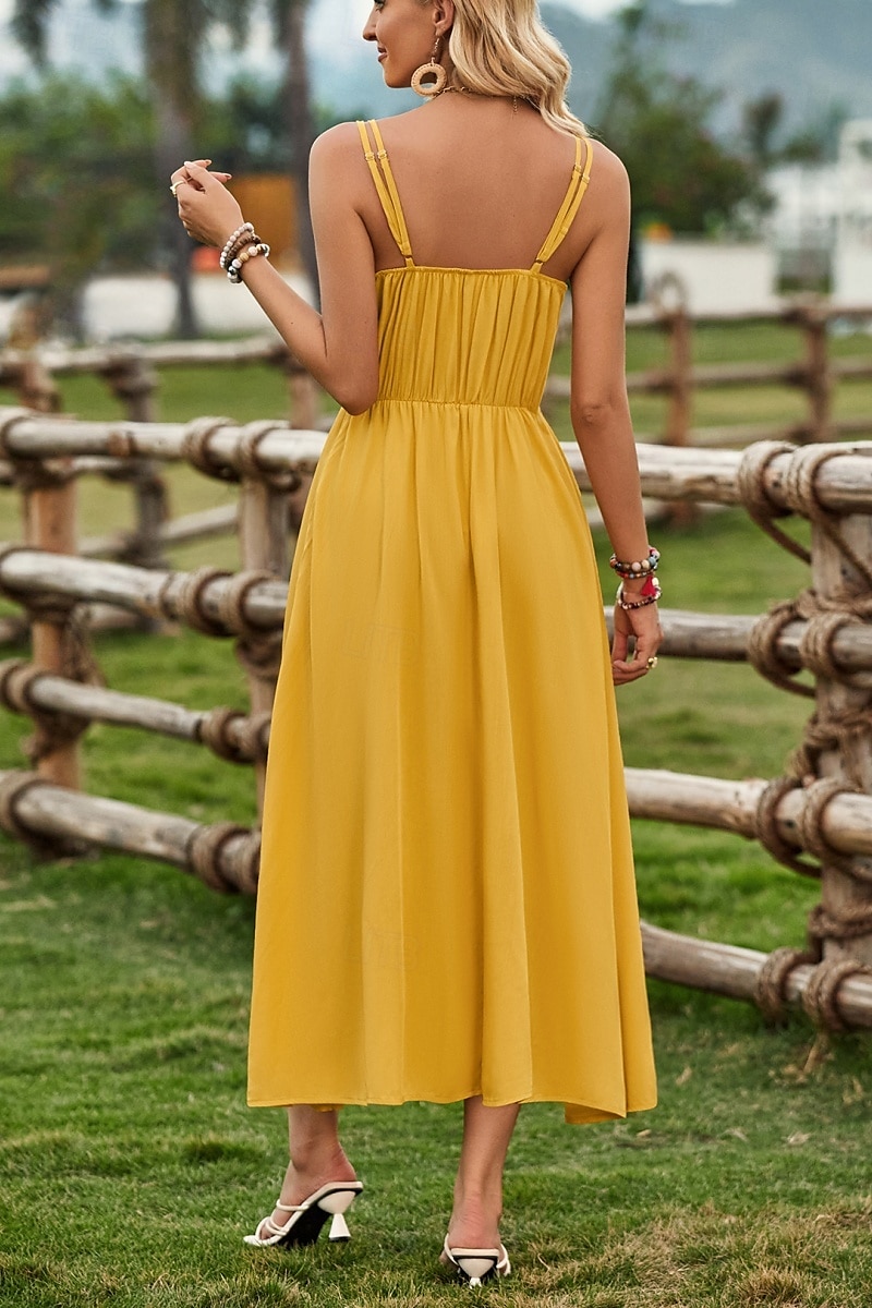 Per donna Vestito maxi Abito casual Abito linea A Abito sottoveste Moda Essenziale Informale Da mare Giornaliero Standard Liscio Senza maniche A V Giallo Verde Estate Primavera del 2025 a $33.99 –P1