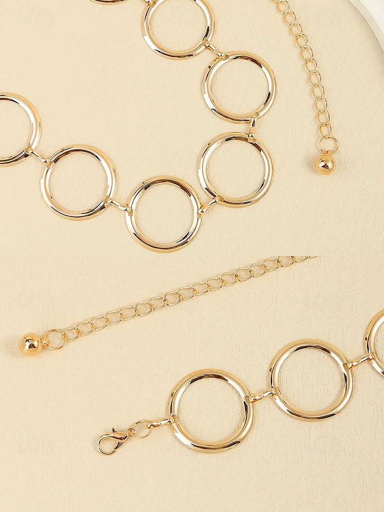 Cinturón circular de cadena dorada para mujer: joyería de moda para ropa de playa, fiestas y conjuntos de verano 2026 - $9.99 –P5