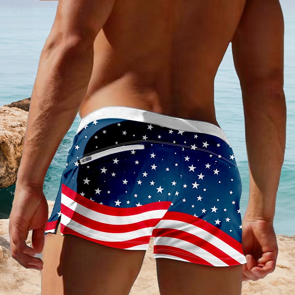 Herren Gestreift Geometrisches Muster Sterne Badehosen Badeshorts Boardshorts Mittlere Taille 3D-Druck Hawaiianisch Surfen Ferien Strand Kordelzug mit Mesh-Futter Elastischer Bund Designer Bekleidung 2025 - $19.49 –P2