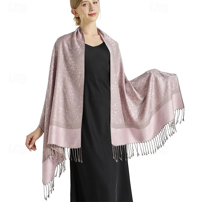 Écharpe châle pashmina en cachemire soyeux Vimate - Écharpe pashmina jacquard double face douce pour femme pour robe de soirée châle de voyage de 2025 ? $26.99 –P4