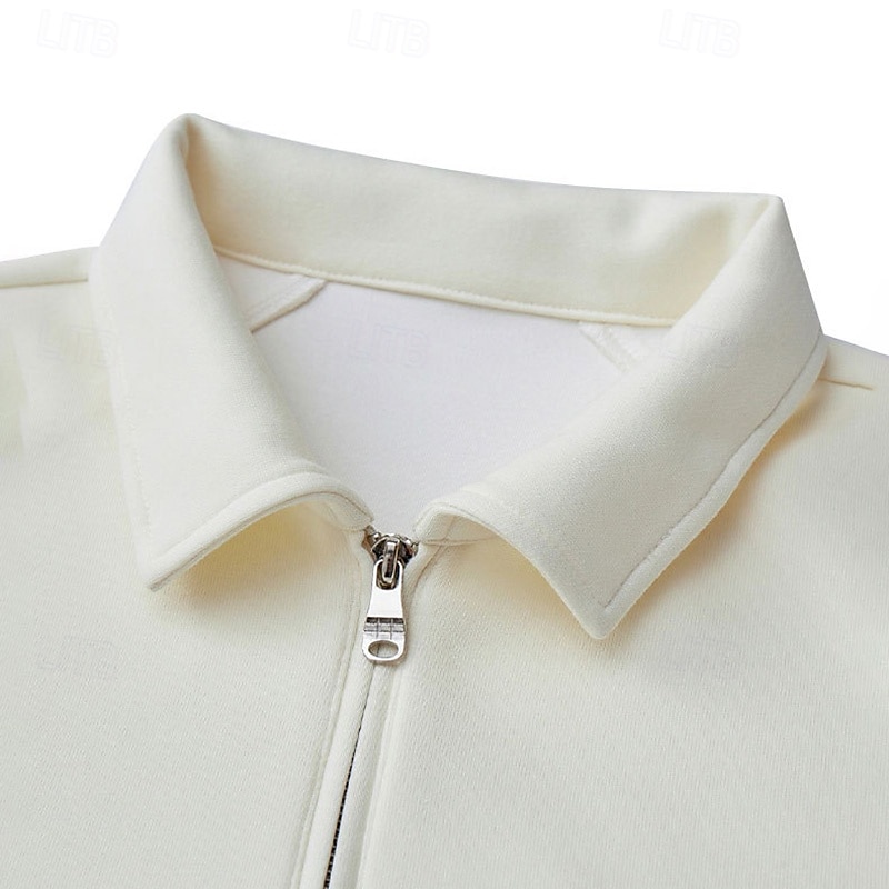 Męskie Bluza dresowa Bluza z zamkiem błyskawicznym Czarny Biały Ciemnoszary Kołnierz polo Równina Zamek Kieszeń Sport i turystyka Codzienny Sport Designerskie Odzież sportowa Podstawowy Wiosna Jesień 2025 - $31.99 –P3