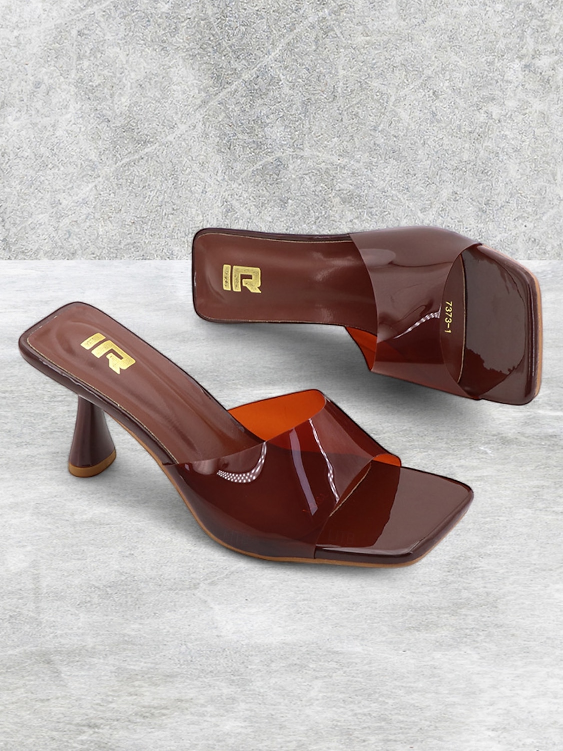 sandali da donna con tacco a spillo trasparenti marroni con punta quadrata – muli moderni ed eleganti per feste, abbigliamento casual e uscite estive del 2025 a $34.99 –P1
