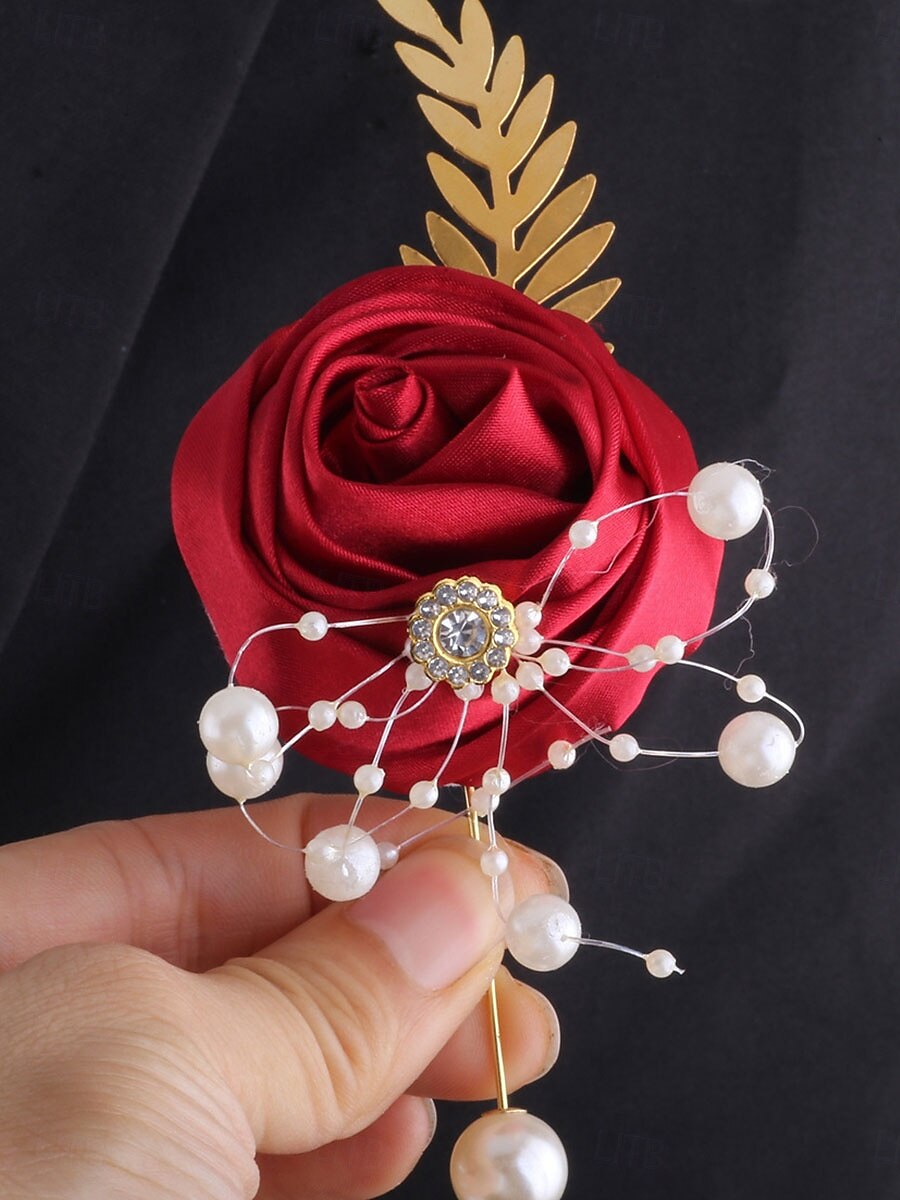 Bröllops handledsblommor boutonnierer bröllop  speciellt tillfälle  event  fest tyger blomstilar 2025 - $18.99 –P4