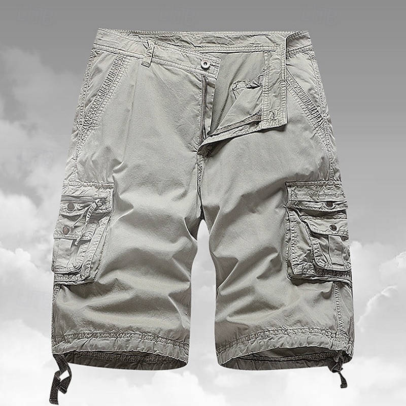 Men's Capri Cargo Shorts Cargo Shorts Shorts Hiking Shorts Buttons Multi Pocket Plain Comfort Soft Knee Length Casual Daily Outdoor Fashion Streetwear Khaki Micro-elastic 2026 - $31.99 –P1