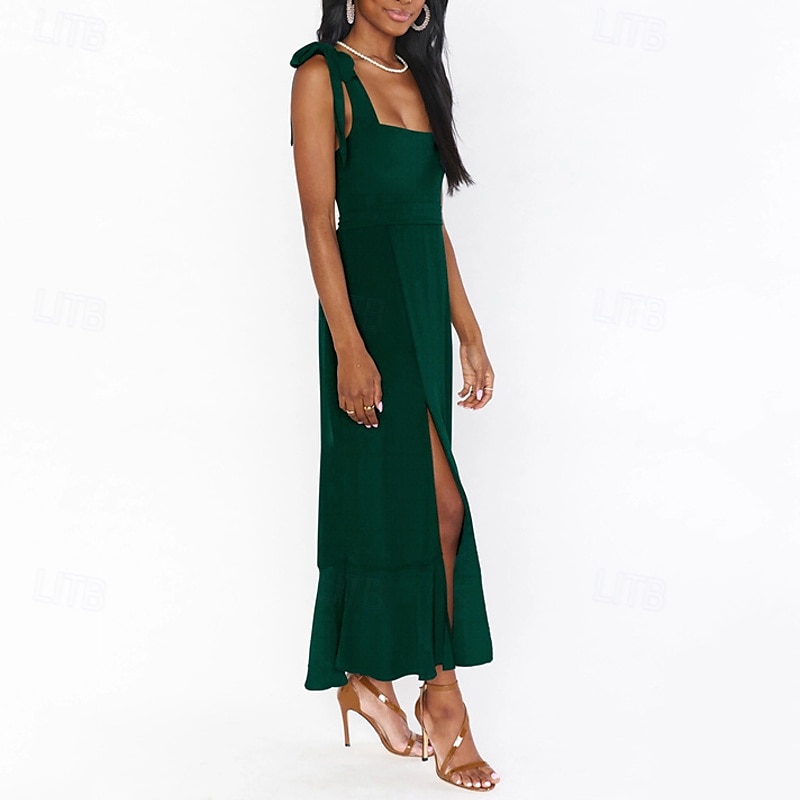 Dámské Dlouhé šaty Maxi šaty Šaty na promoci Áčkové šaty Letní šaty Cami šaty Elegantní stylové Dovolená Denní Rande Běžný Bez vzoru Bez rukávů Hranatý Černá Bílá Světle zelená Světlá růžová Léto 2025 - $36.99 –P12