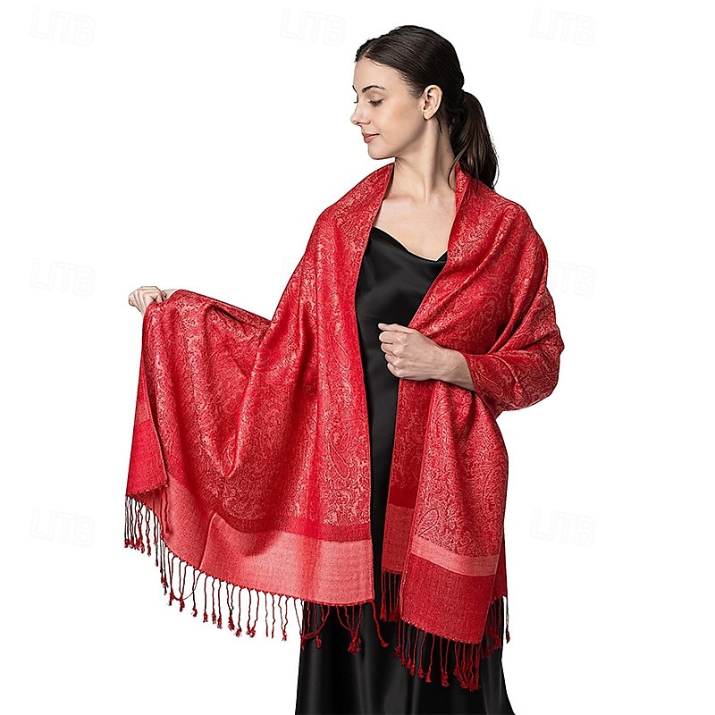 Écharpe châle pashmina en cachemire soyeux Vimate - Écharpe pashmina jacquard double face douce pour femme pour robe de soirée châle de voyage de 2025 ? $26.99 –P14
