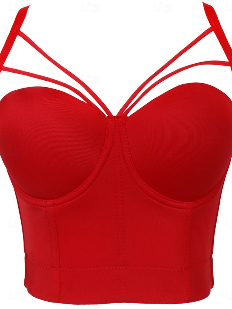 Women's Waist Cincher BacklessNightwearPOLY Date Club Bar Solid Colored Sexy Black White Red Summer 2025 - $17.99 –P2