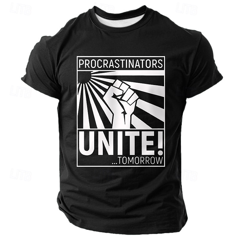 Pánské tričko pro odkladače Spojme se zítra vtipné tričko s grafikou životní styl humor krátký rukáv 2026 - $19.49 –P3