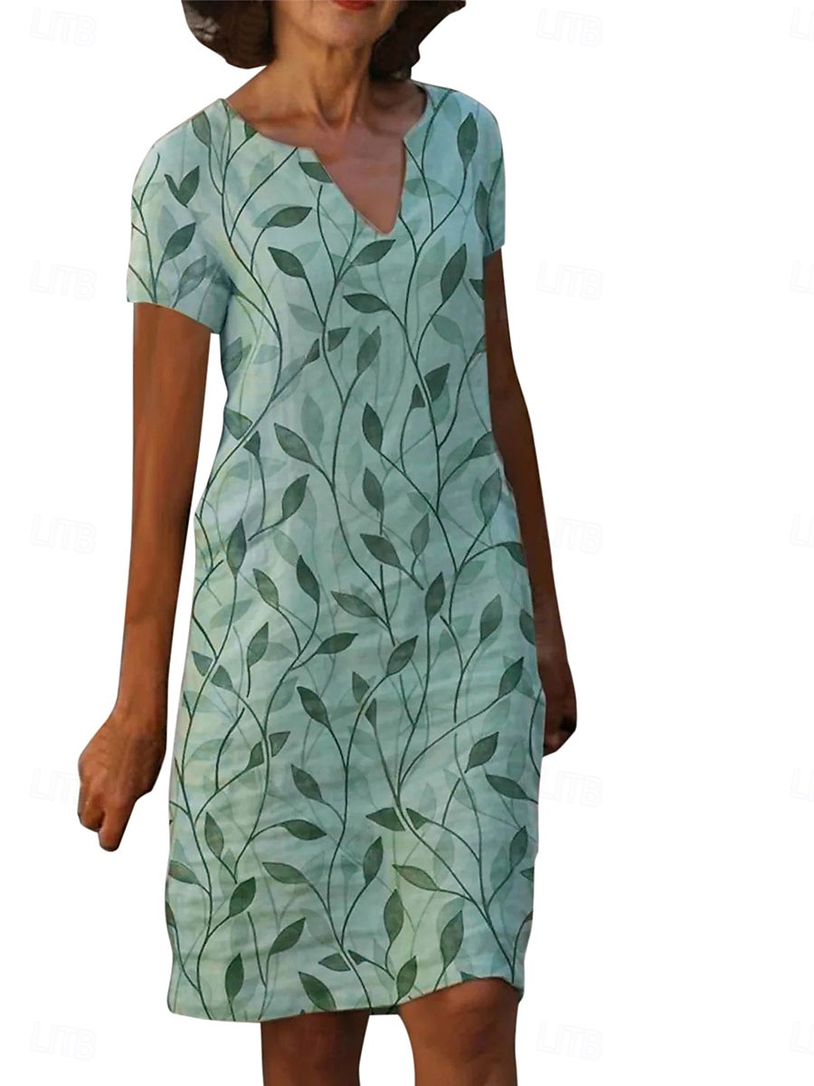 Women's Mini Dress Casual Dress Basic Casual Vacation Work Daily Regular Fit Graphic Short Sleeve V Neck Blue Purple Green Summer Spring 2025 - $20.99 –P2