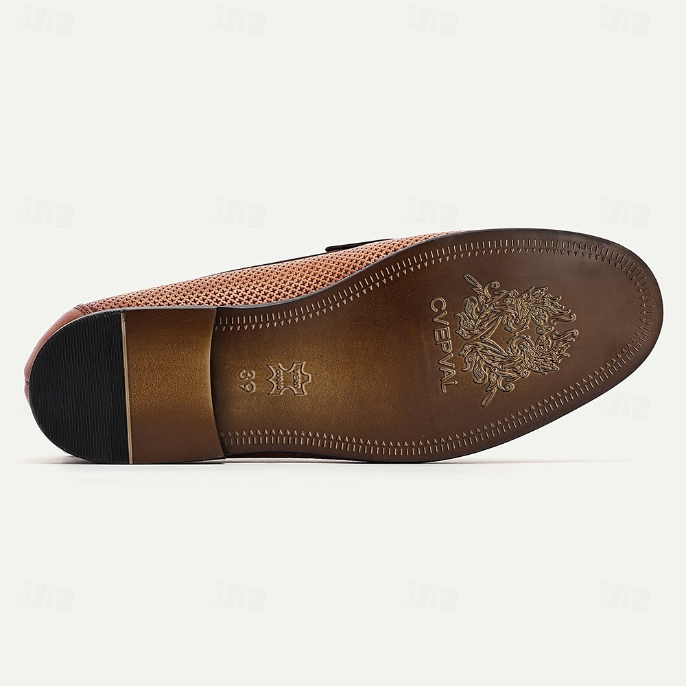 Men's Premium Cowhide Embossed Leather Loafers - Stylish Textured Design for Casual and Formal Occasions 2026 - $94.99 –P5