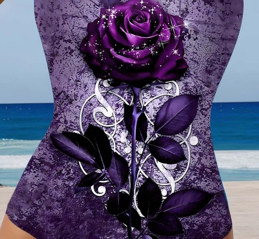 Damernas baddräkter En-delad Monokini baddräkt Rygglös Stomach Control Hög midja Slank Semester Strandkläder Blommig U-hals ärmlösa baddräkter 2025 - $26.99 –P3