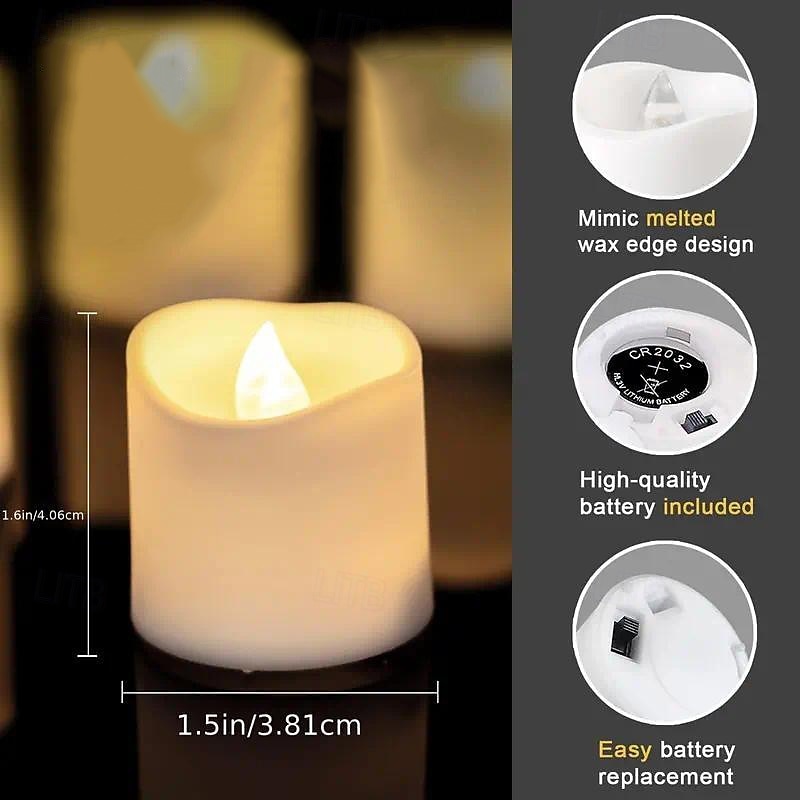 12pcs LED Flameless Timer Candles Long Lasting Battery Operated Tea Lights for Christmas Halloween Wedding Table Decorations Warm White 2025 - $13.49 –P1