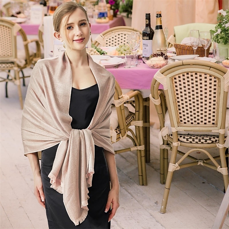csillogó fémes pashmina kendő sál esti parti menyasszonyi esküvői hivatalos ruhákhoz 2025 - $15.49 –P5