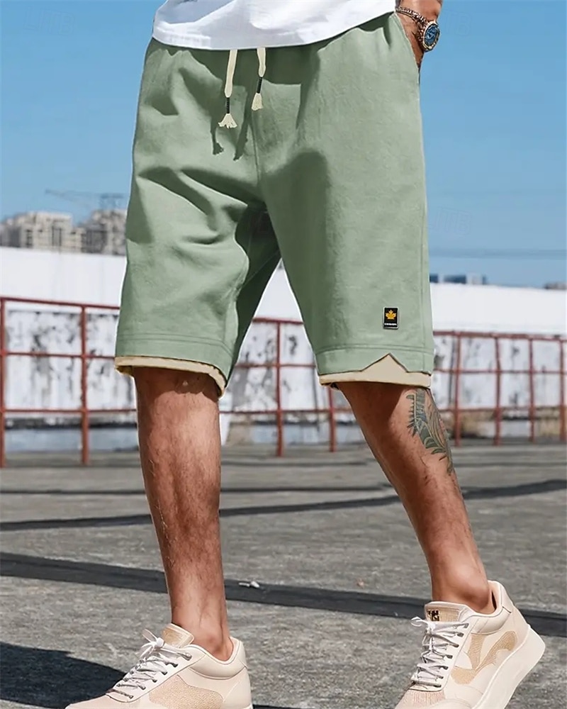 Per uomo Pantaloncini Pantaloncini estivi Pantaloncini casual Tasche A cordoncino Vita elastica Collage Comfort Traspirante Breve Esterno Da mare Sport Informale Nero Blu del 2026 a $12.49 –P4