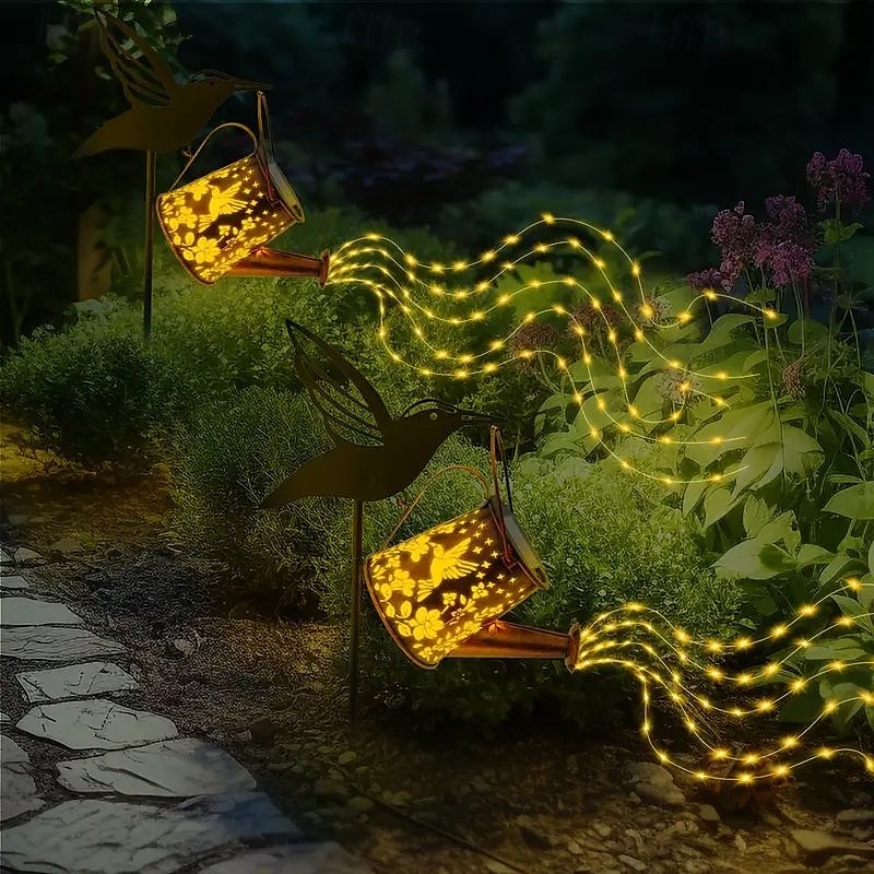 Lámpara solar para botella de agua con forma de abeja, lámpara colgante de hierro con forma de colibrí, lámpara de césped para exteriores resistente al agua para patio, bodas, campamentos y decoración 2025 - $31.99 –P13